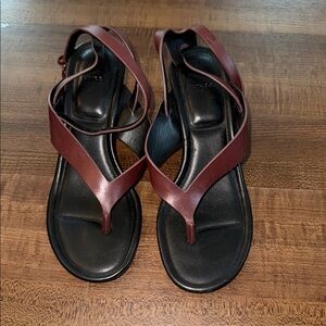 Vince Burgundy and Black Strappy Sandals
